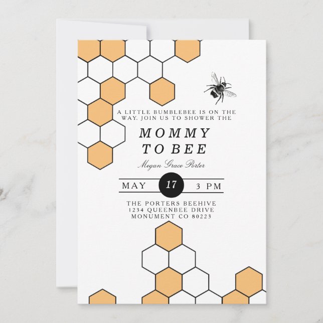 Invitación Honeycomb moderno | Bumblebee Baby Shower (Anverso)