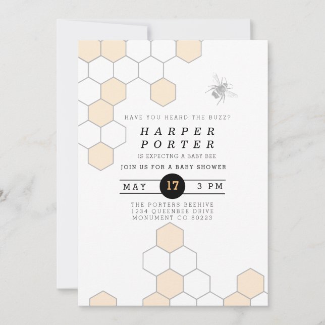 Invitación Honeycomb moderno | Bumblebee Baby Shower (Anverso)