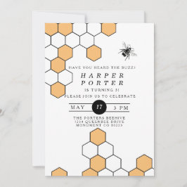 Invitación Honeycomb moderno | Fiesta de cumpleaños de Bumble