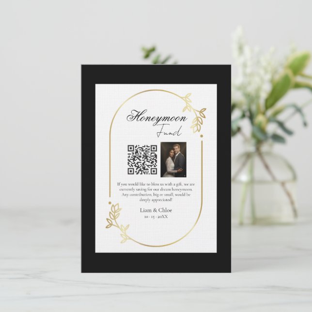 Invitación Honeymoon Fund QR Code Sign Wedding Honeymoon (Anverso de pie)