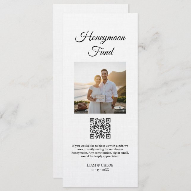 Invitación Honeymoon Fund QR Code Sign Wedding Honeymoon (Anverso / Reverso)