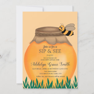 Invitación Honeypot y abejorro beben en Sip See Baby Shower