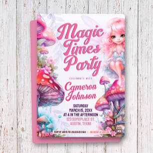 Invitación Hongo Hada Magia Veces Fiesta Caprichosa