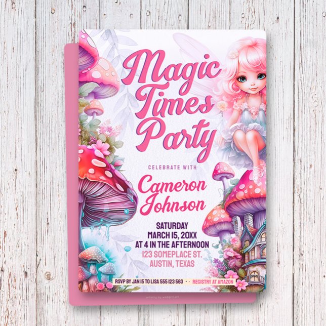 Invitación Hongo Hada Magia Veces Fiesta Caprichosa (Subido por el creador)