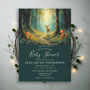 Invitación Hongos del Bosque Encantado Arte de Ciervos para B