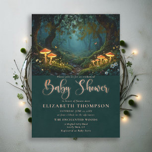 Invitación Hongos del Bosque Encantado Jardín Silvestre Baby