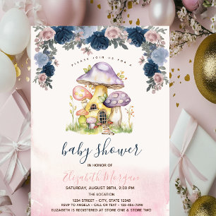 Invitación Hongos Flores Coloridas Baby Shower