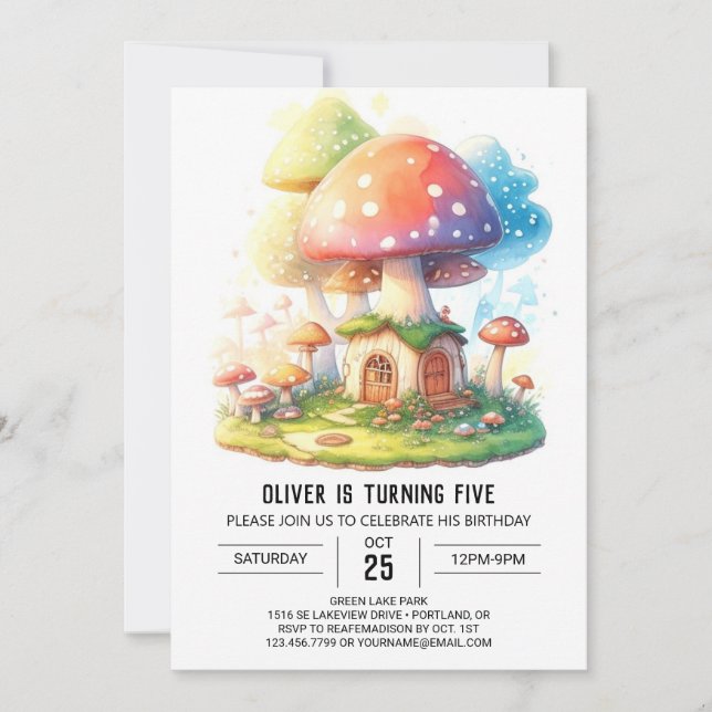 Invitación Hongos mágicos Toadstool Cumpleaños (Anverso)