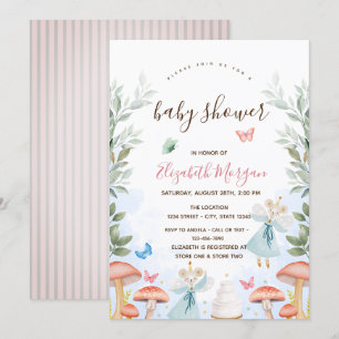 Invitación Hongos, Ratones Bebés de Rayas Rosadas Cumpleaños