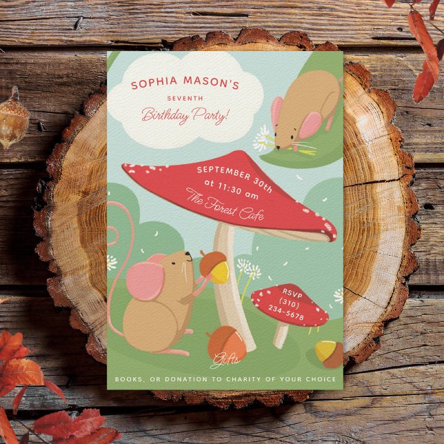 Invitación Hongos y Fiesta de Cumpleaños de Field Mice (Subido por el creador)