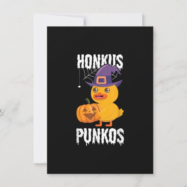 Invitación Honkus Ponkus Funny Duck Halloween Witch Design (Anverso)