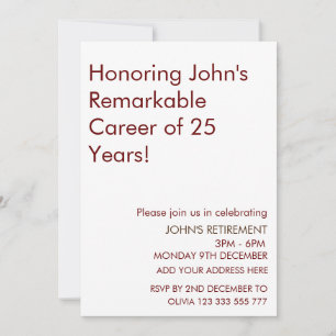 Invitación Honrar años adicionales notables de jubilación pro