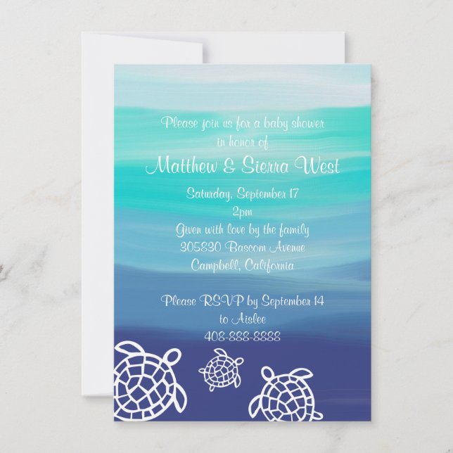 Invitación Honu Sea Turtles Parejas Baby Shower (Anverso)