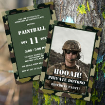 ¡Hooah! Camuflaje verde marrón foto fiesta de cump
