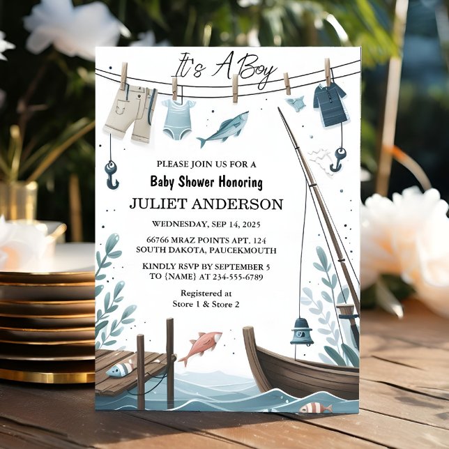 Invitación Hook Bait Fun Wood Little Fishman Baby Shower (Subido por el creador)