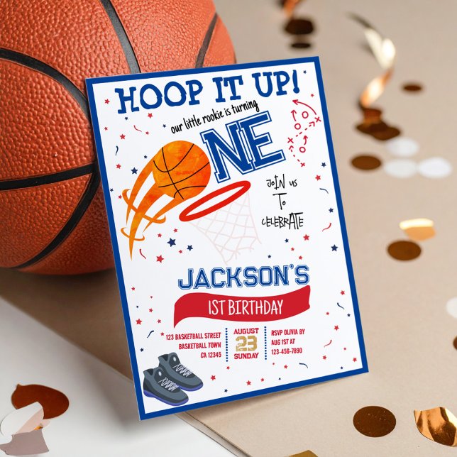 Invitación Hoop It Up Little Rookie Basketball Primer cumplea (Subido por el creador)