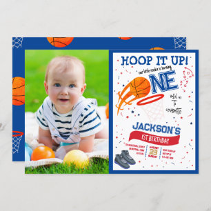 Invitación Hoop it Up Rookie Basketball Foto Primer cumpleaño