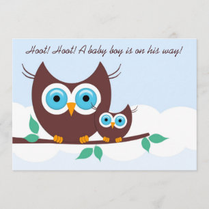 Invitación ¡Hoot! ¡Hoot! ¡Un bebé está de camino!