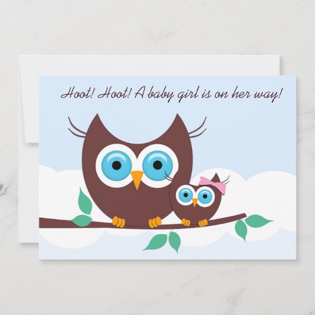 Invitación ¡Hoot! ¡Hoot! ¡Una niña está de camino! (Anverso)