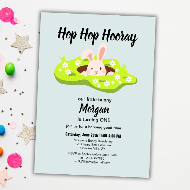 Invitación Hop Hop Hooray Algunos Conejo Conejo Agujero Prime (Subido por el creador)