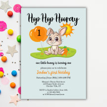 Hop Hop Hooray Cute un conejo 1er cumpleaños