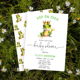 Invitación Hop on Cute Frog Prince Baby Shower