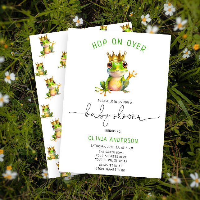 Invitación Hop on Cute Frog Prince Baby Shower (Subido por el creador)