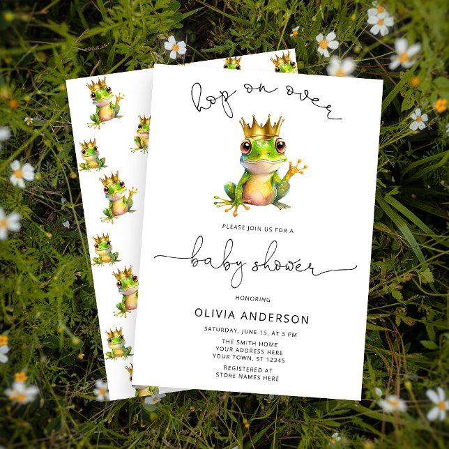 Invitación Hop on Cute Frog Prince Baby Shower (Subido por el creador)