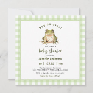 Invitación Hop On Frog Baby Shower Square