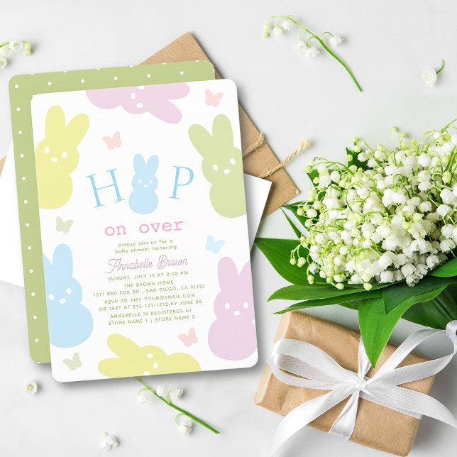 Invitación Hop on Over Bunny & Butterfly Girl Baby Shower (Subido por el creador)