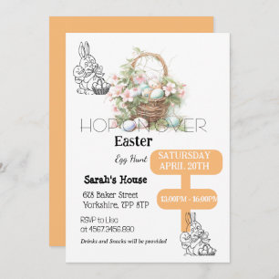 Invitación Hop On Over Easter Egt Hunt Bunny Brunch