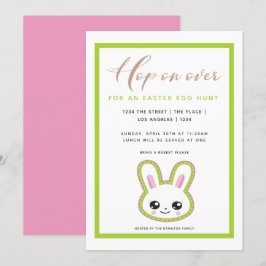 Invitación Hop On Over Easter Egt Hunt Bunny Personalizado