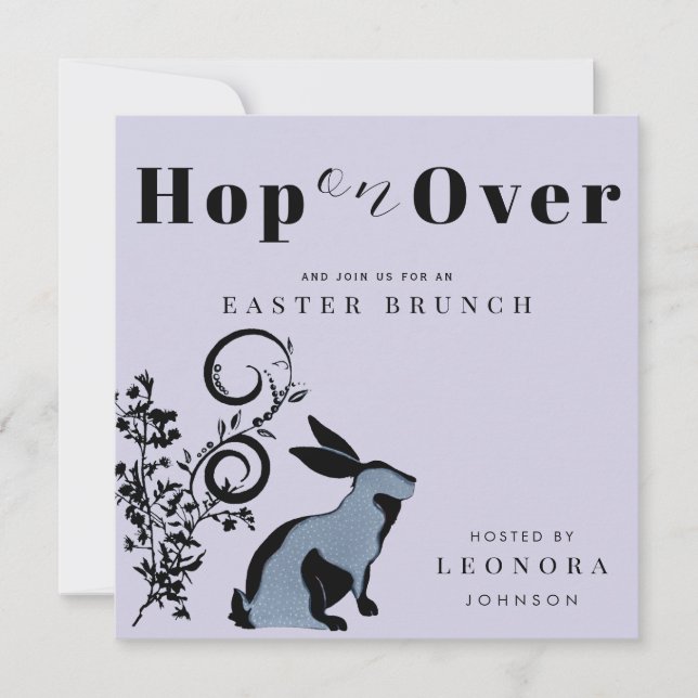 Invitación Hop On Over Moderne Bunny Easter Brunch (Anverso)