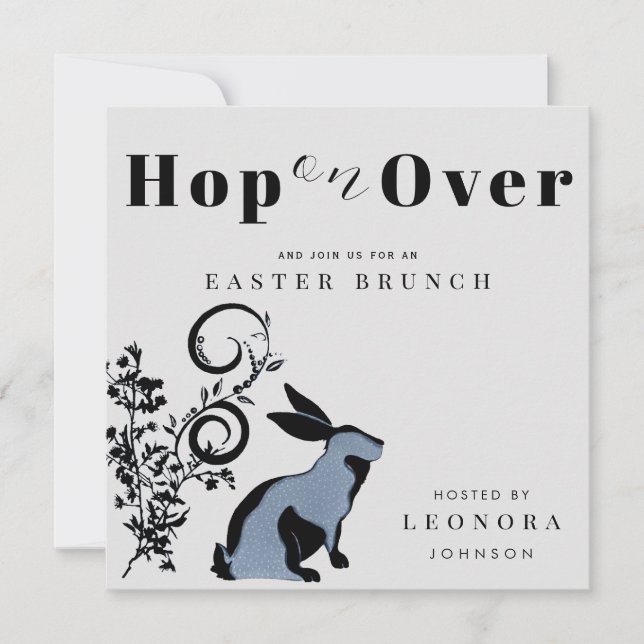 Invitación Hop On Over Moderne Bunny Easter Brunch (Anverso)