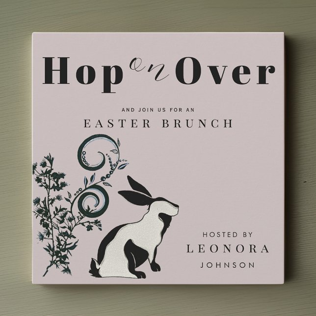 Invitación Hop On Over Moderne Bunny Easter Brunch (Subido por el creador)
