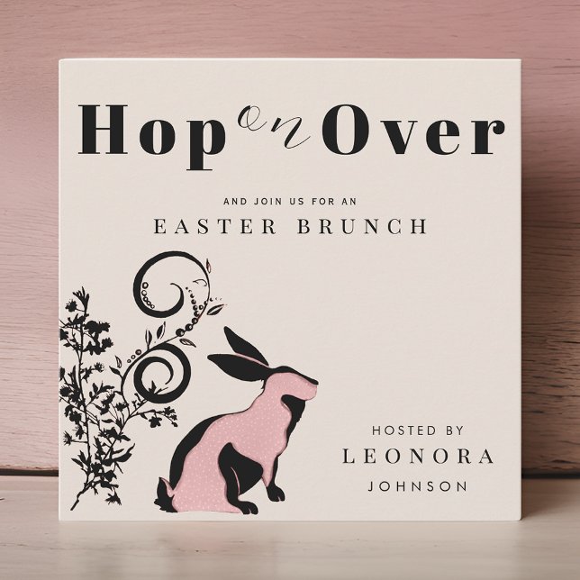 Invitación Hop On Over Moderne Bunny Easter Brunch (Subido por el creador)