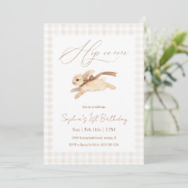 Invitación Hop on Over Running Bunny Birthday