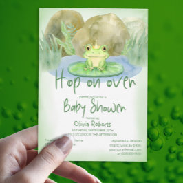 Invitación Hop on Watercolor Princess Frog Baby Shower