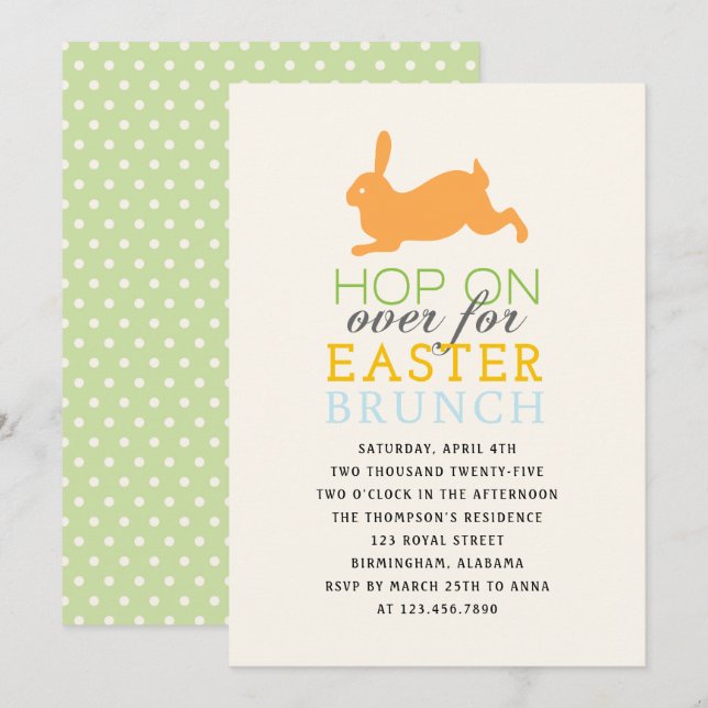 Invitación Hop sobre el Brunch de Pascua (Anverso / Reverso)