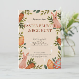 Invitación Hop sobre el brunch de Pascua Huevo cacerán Bunny 