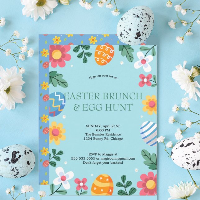Invitación Hop sobre el brunch de Pascua Huevo cacerán Bunny  (Subido por el creador)