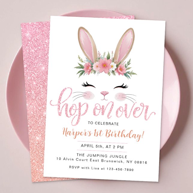 Invitación Hop Sobre La Abundante Fiesta De Cumpleaños (Hop on over, birthday invite)