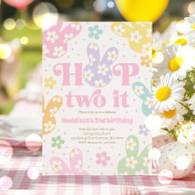 Hop Two It Bunny 2º cumpleaños Pastel Daisy Floral