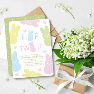 Invitación Hop Two It Bunny & Butterfly 2º cumpleaños