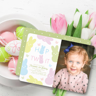 Invitación Hop Two It Bunny & Butterfly 2º cumpleaños