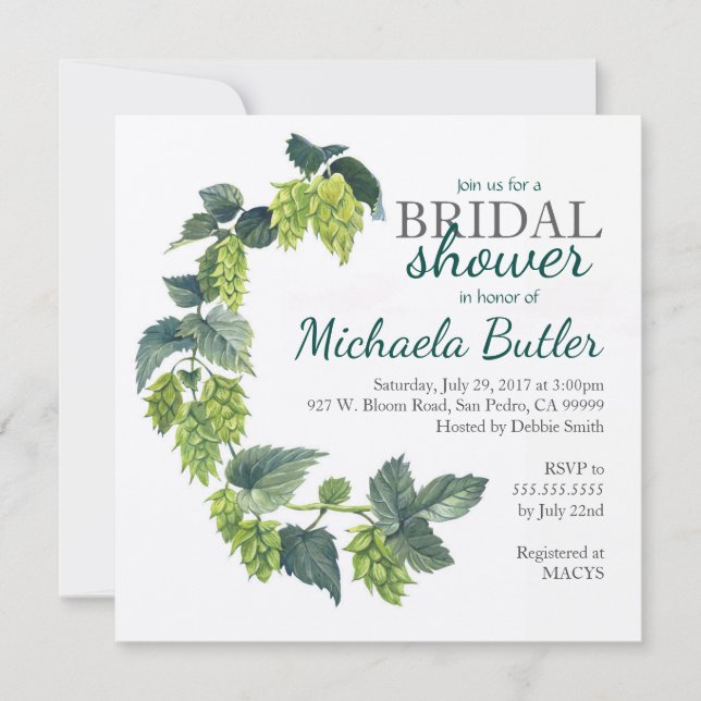 Invitación Hope, Beer Wedding Shower (Anverso)
