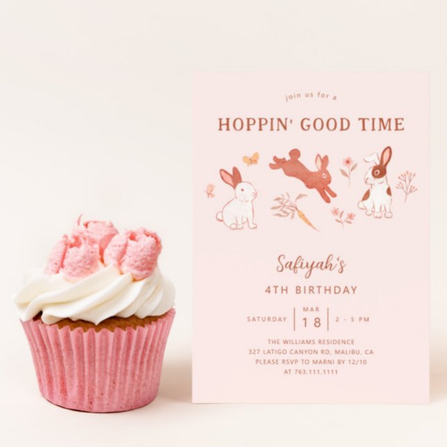 Invitación Hoppin' Good Time Bunny Chica Birthday Party (Subido por el creador)