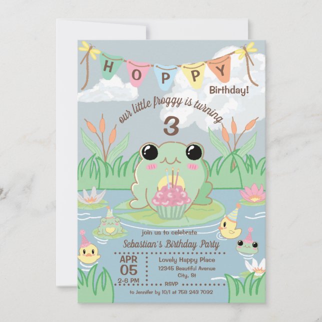 Invitación Hoppy Birthday Kids Party Invitation (Anverso)
