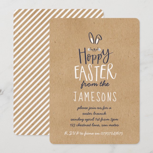 INVITACIÓN HOPPY EASTER BUNNY (Anverso / Reverso)