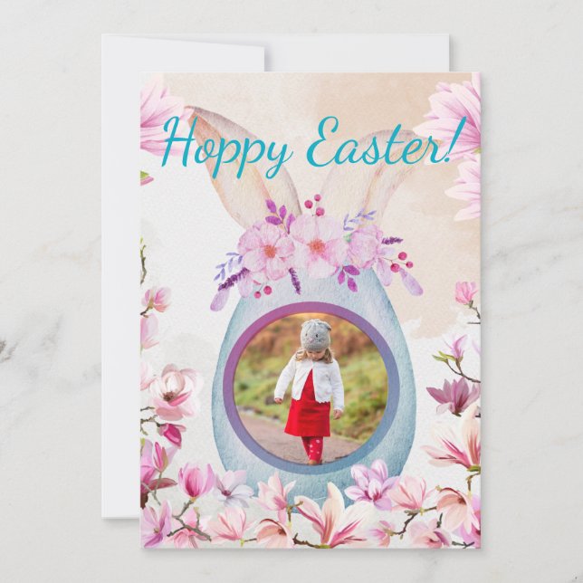 Invitación Hoppy Easter egg with photo (Anverso)